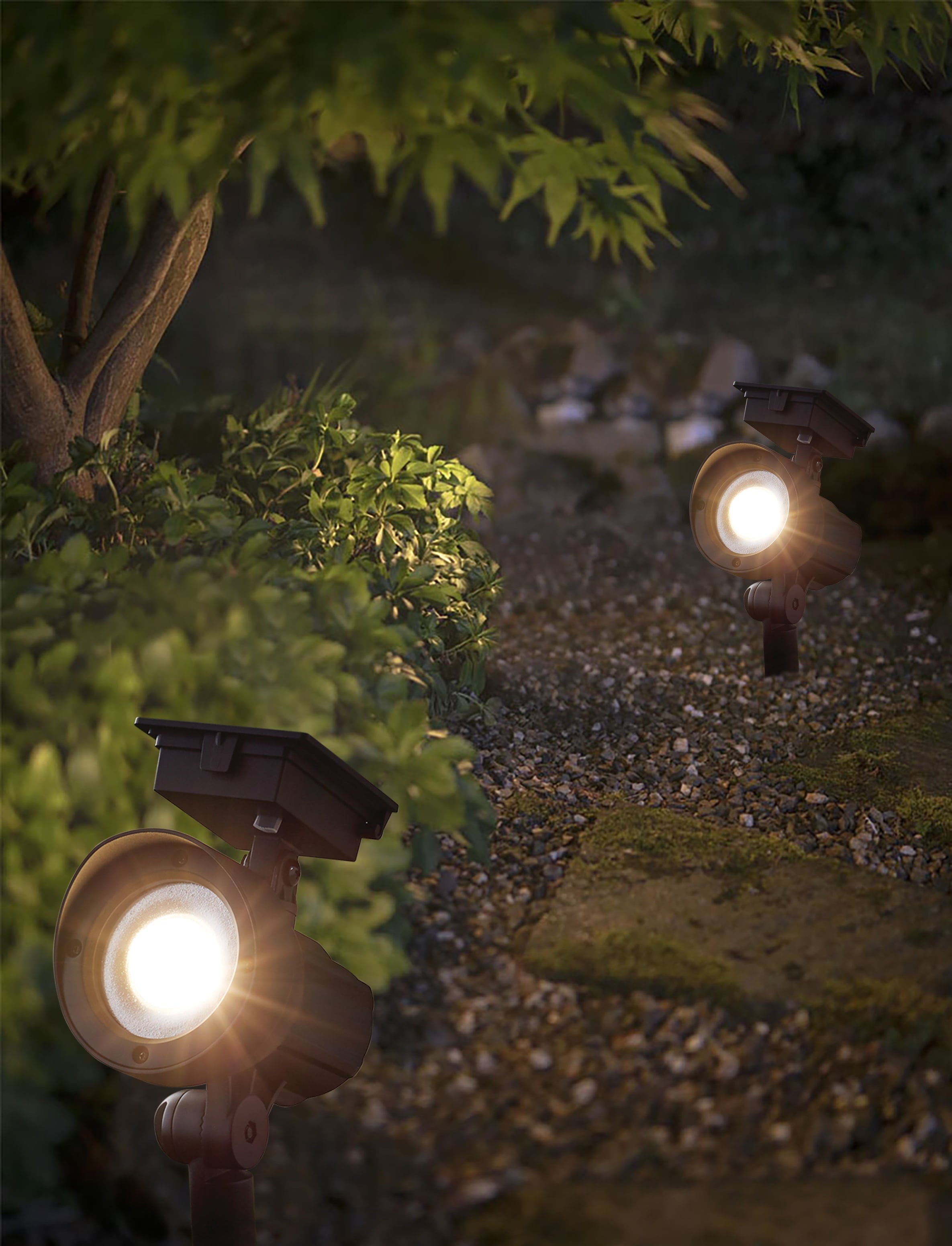 Mainstays Solar Powered Black LED Landscape Spot Light with Plastic Lens, 20 Lumens (4 Count)