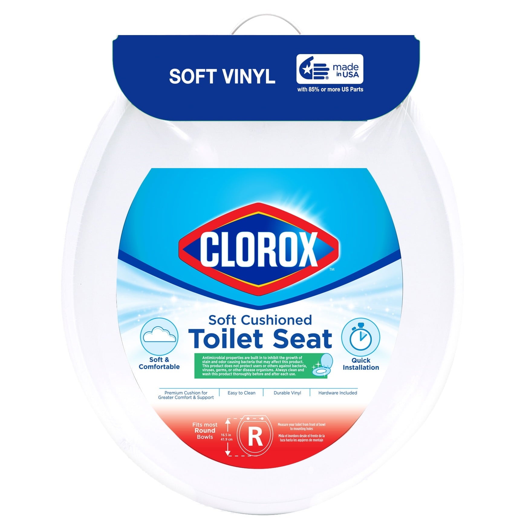 Clorox Antimicrobial Round Soft Cushioned Toilet Seat