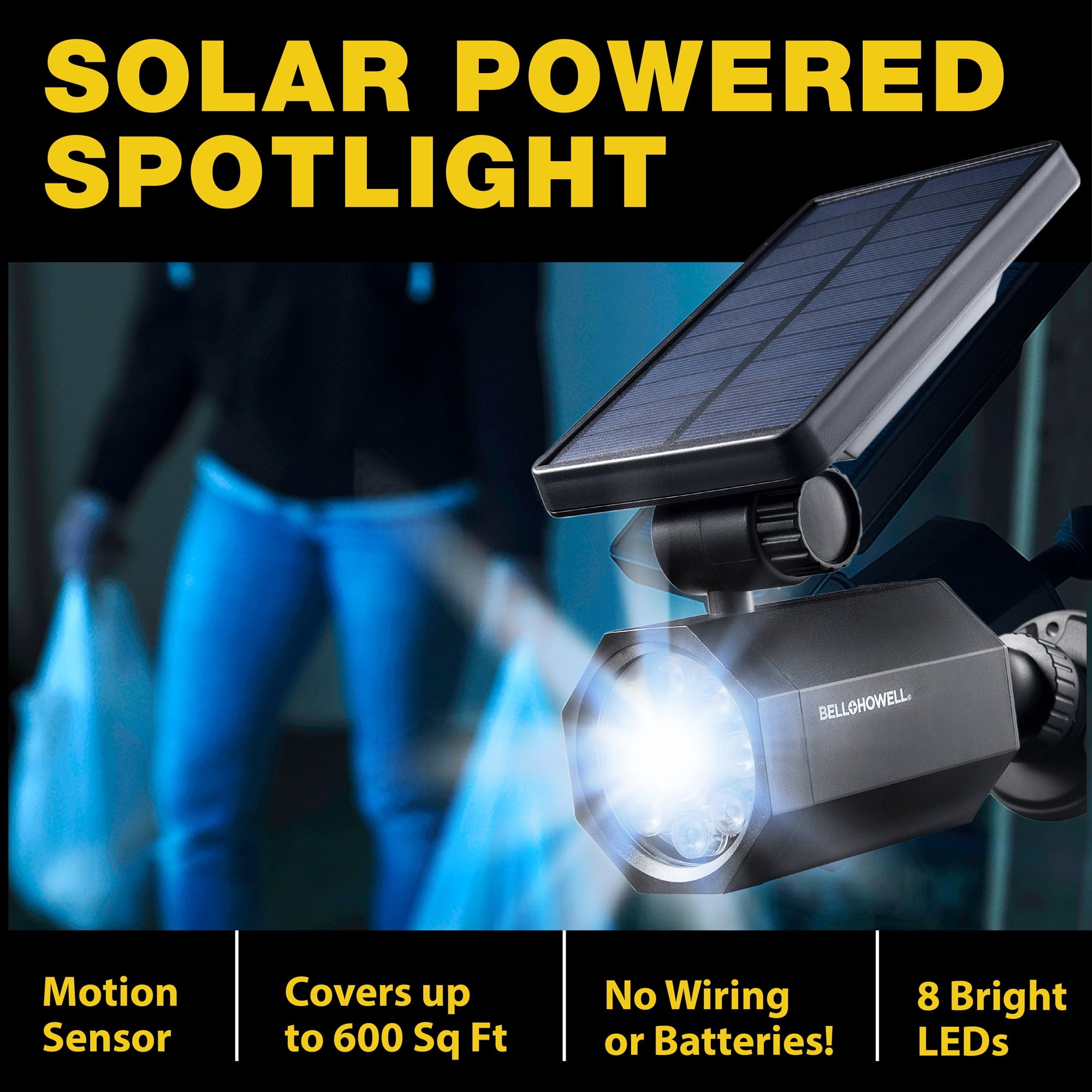 Bell and Howell Bionic Spotlight LED Solar Lights Outdoor Security Light Deluxe 60° Beam Angles