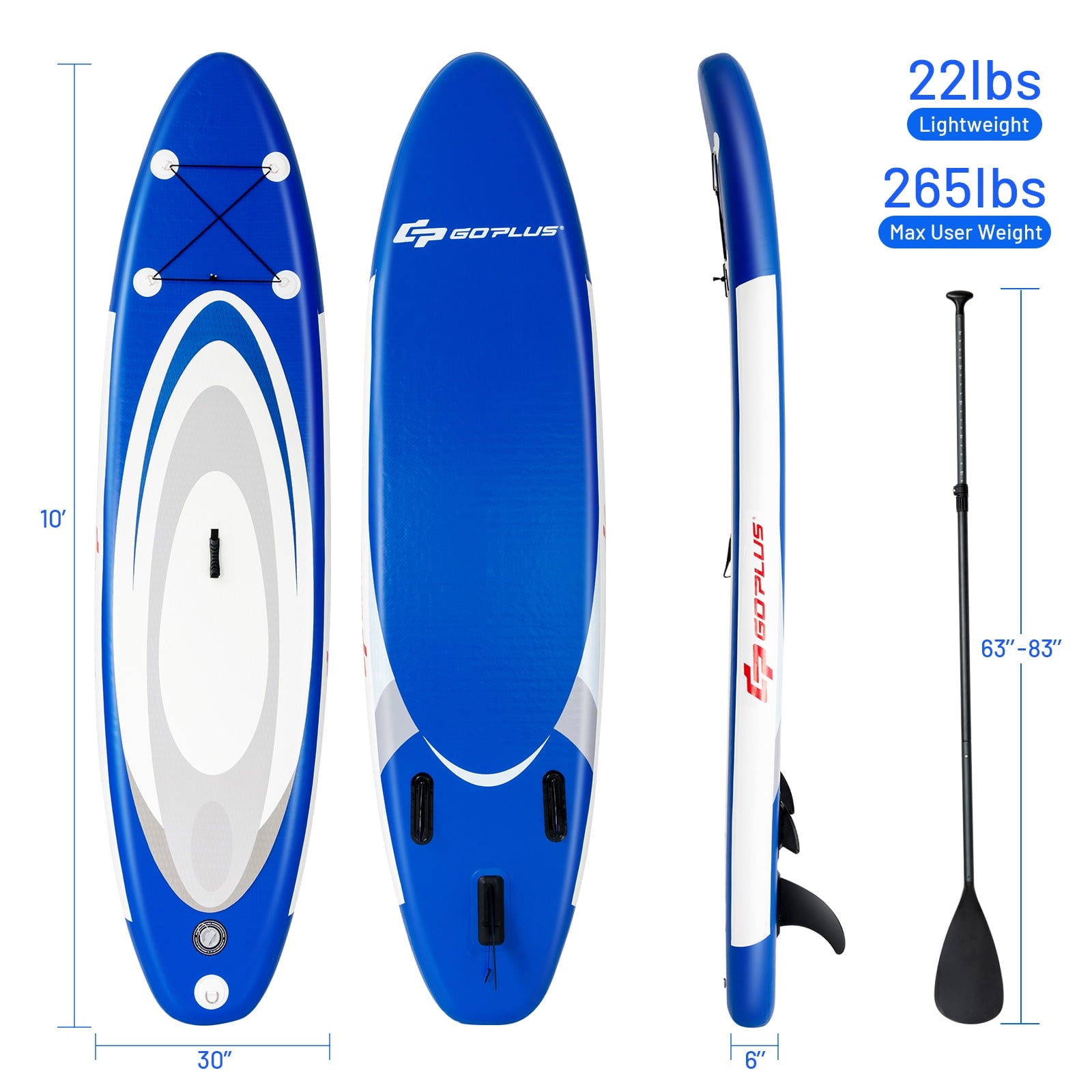 Goplus 10' Inflatable Stand Up Paddle Surfboard W/Bag Aluminum Paddle Pump