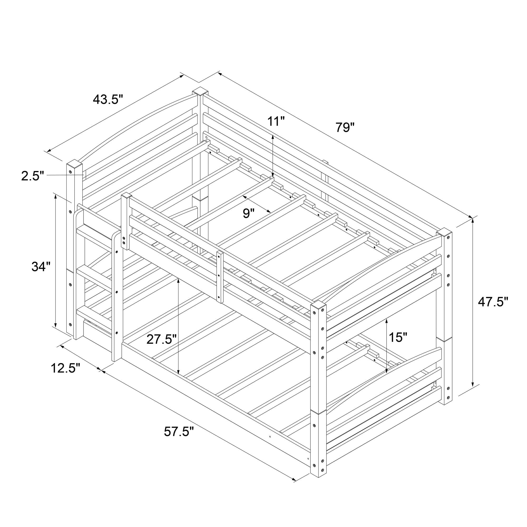 Better Homes and Gardens Tristan Twin Bunk Bed, Mocha