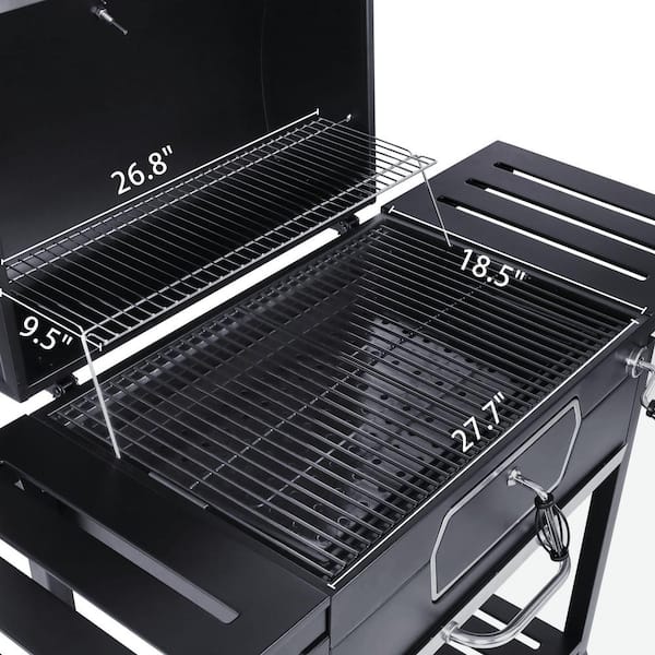 Deluxe 30 in. Charcoal Grill, BBQ Smoker Picnic Camping Patio Backyard Cooking, Black
