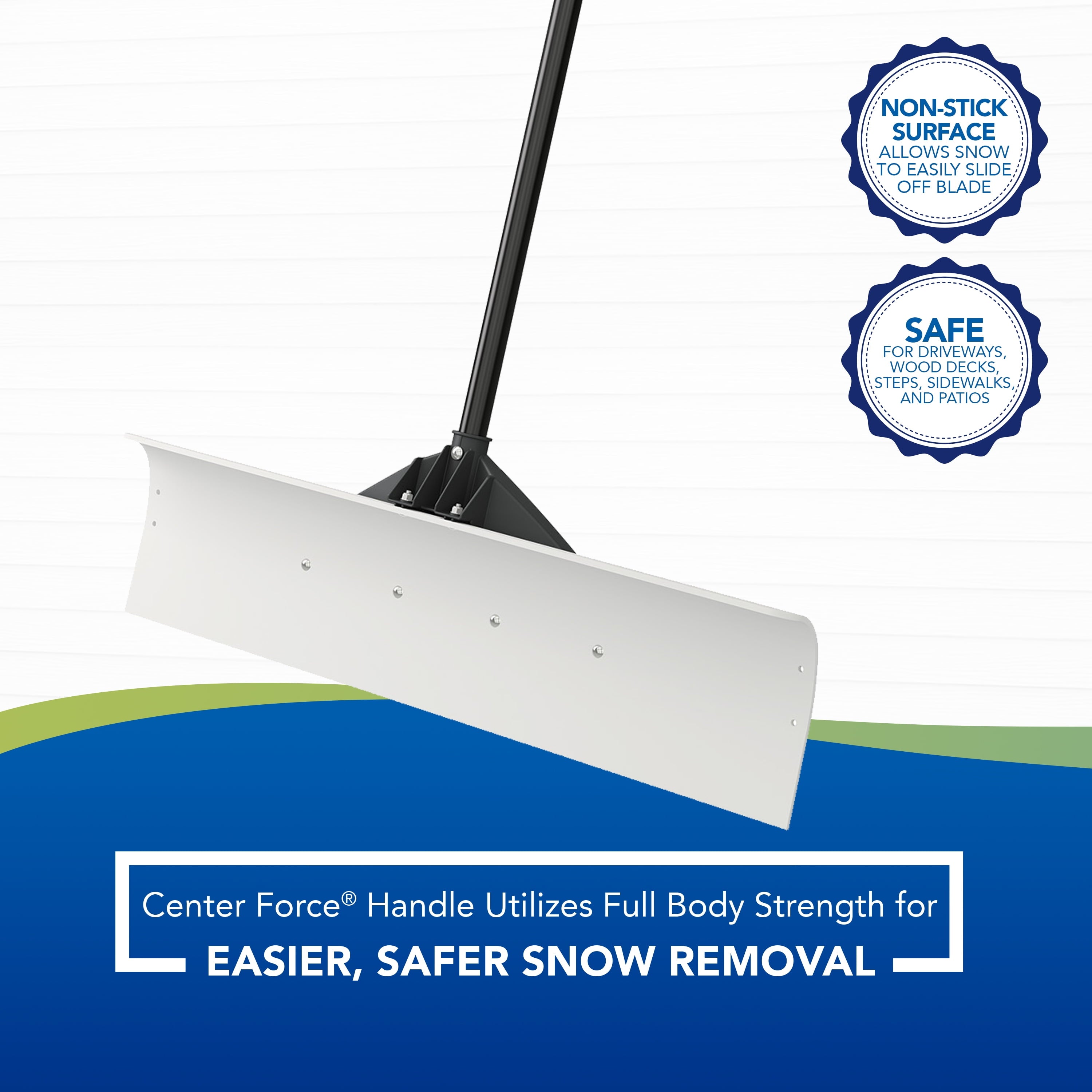 Suncast 36'' Ultra High Molecular Weight Steel-Resin Snow Pusher Shovel, White 4 Pack