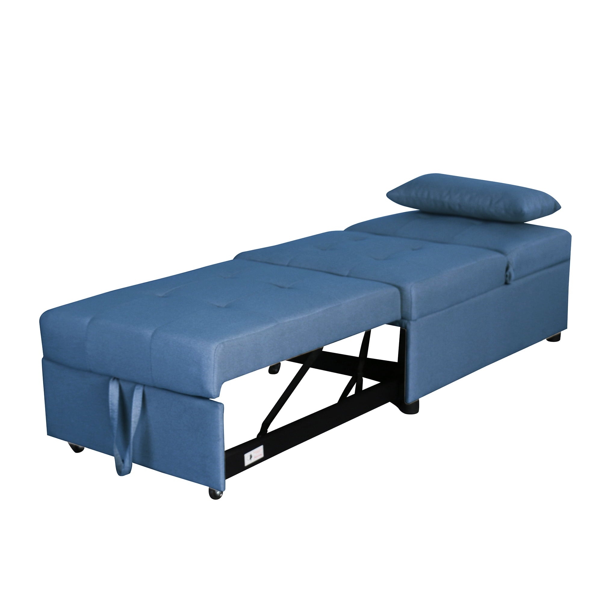 Pull Out Sofa Bed, Convertible Sleeper Chair, Multi-Function Folding Ottoman Modern Breathable Linen Guest Bed with Adjustable Sleeper for Small Room Apartment, Blue