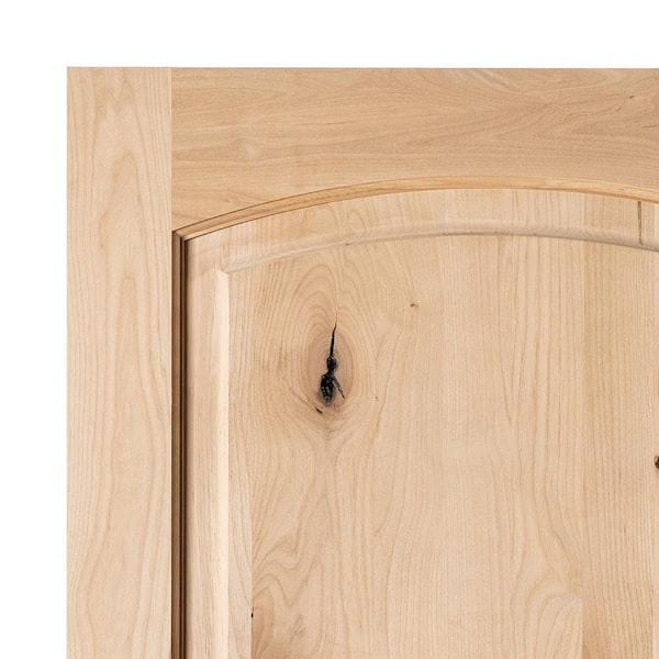 30 in. x 80 in. Rustic Knotty Alder 2-Panel Top Rail Arch Solid Core Wood Stainable Interior Door Slab