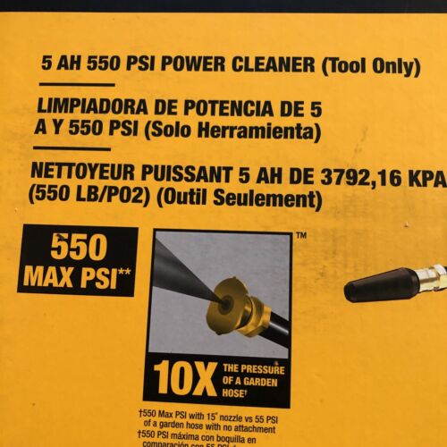 Dewalt DCPW550B 20V 550 PSI, 1 GPM Cordless Power Cleaner w/ 4 Nozzles Tool-Only