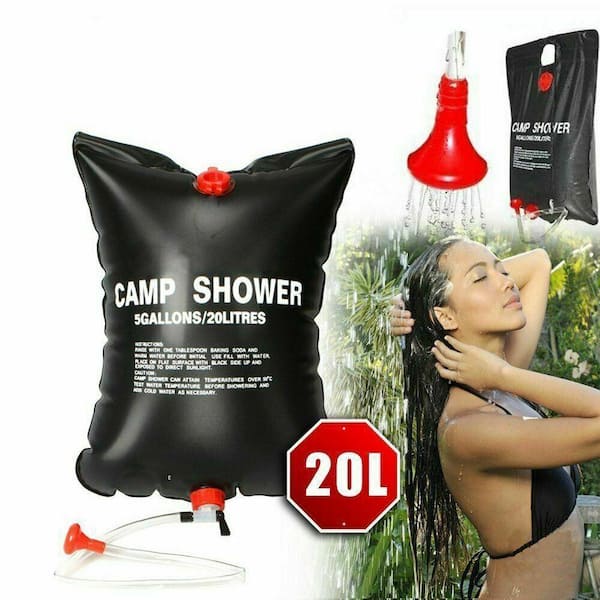 5 Gal./20 l Camping Shower System Portable Compact Solar Heating Bath Bag for Outdoor Traveling