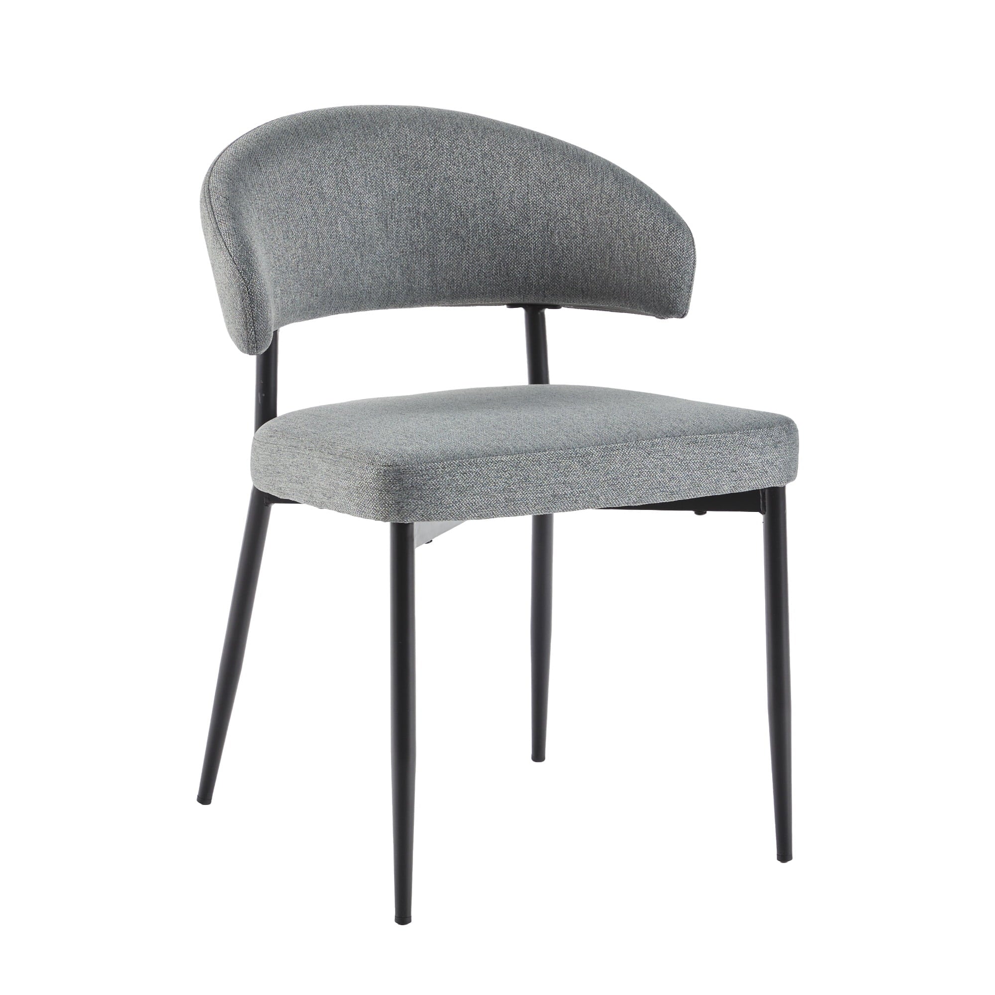 Walker Edison Modern Curved Back Upholstered Dining Chair, Set of 2, Charcoal