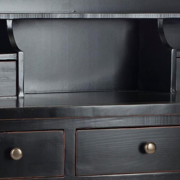 Landon 36 in. 5-Drawer Black Writing Desk