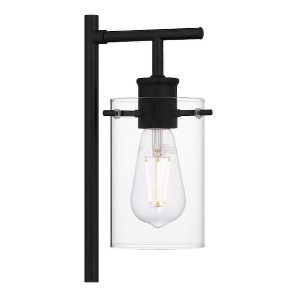 Regan 20 in. Matte Black Table Lamp with Clear Glass Shade