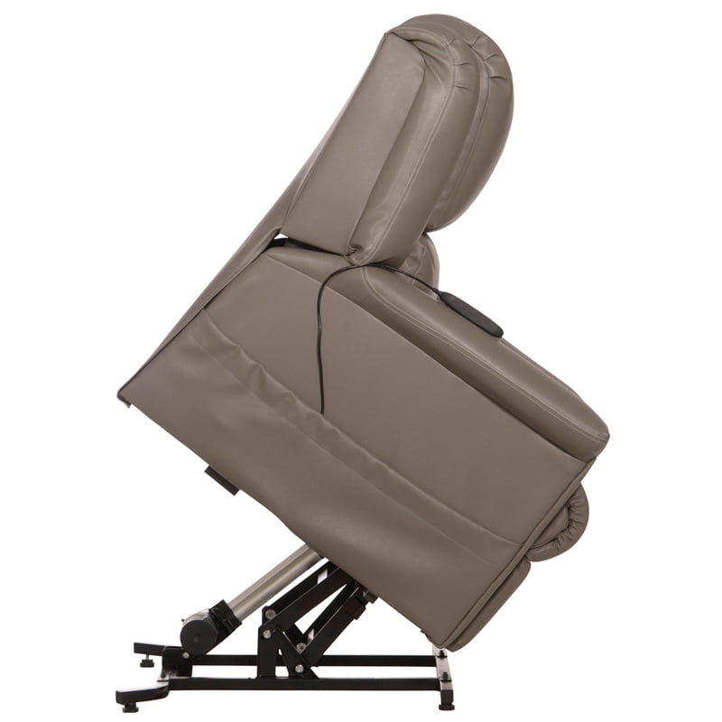 Catnapper Hewitt Power Lift Lay-Flat Recliner with Gray Disinfectable PU Fabric