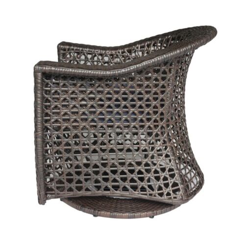 Noble House Big Sur Patio Swivel Chair Wicker with Cushion Multi-Brown/Na<wbr/>vy Blue