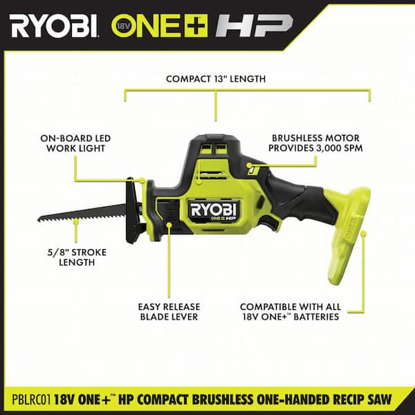 ONE+ HP 18V Brushless Cordless Compact One-Handed Reciprocating Saw (Tool Only)