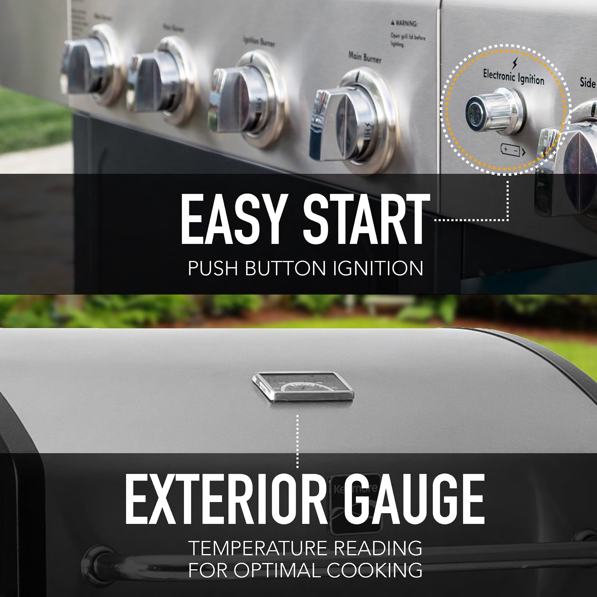 4-Burner Outdoor Propane Gas Grill with Side Burner, Open Cart, Stainless Steel