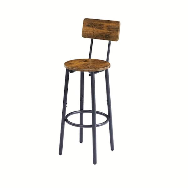 47.24 in. W Rustic Brown Wooden Bar Table Set with 2 Upholstered Bar Stools and Black Iron Frame