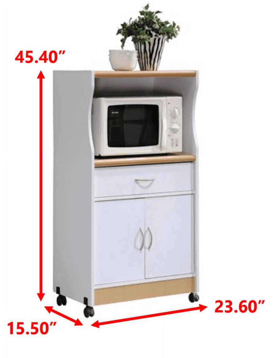 Hodedah Microwave Kitchen Cart, White