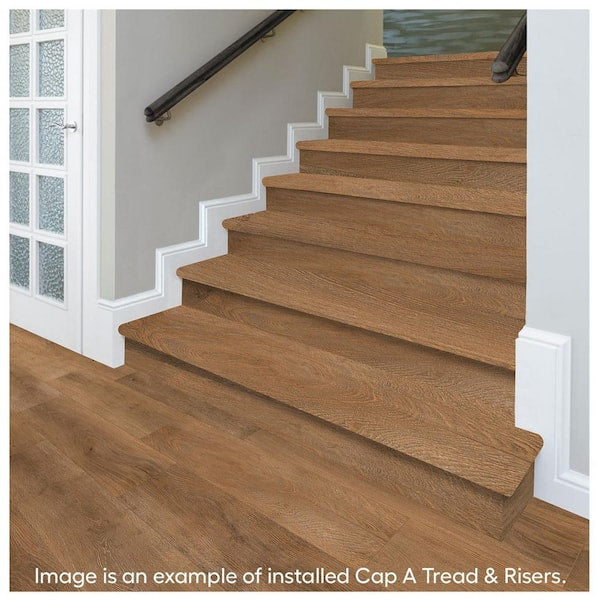 Perryridge Oak 47 in. L x 12.15 in. W x 2.28 in. T Laminate Stair Tread and Reversible Riser Kit Adhesive