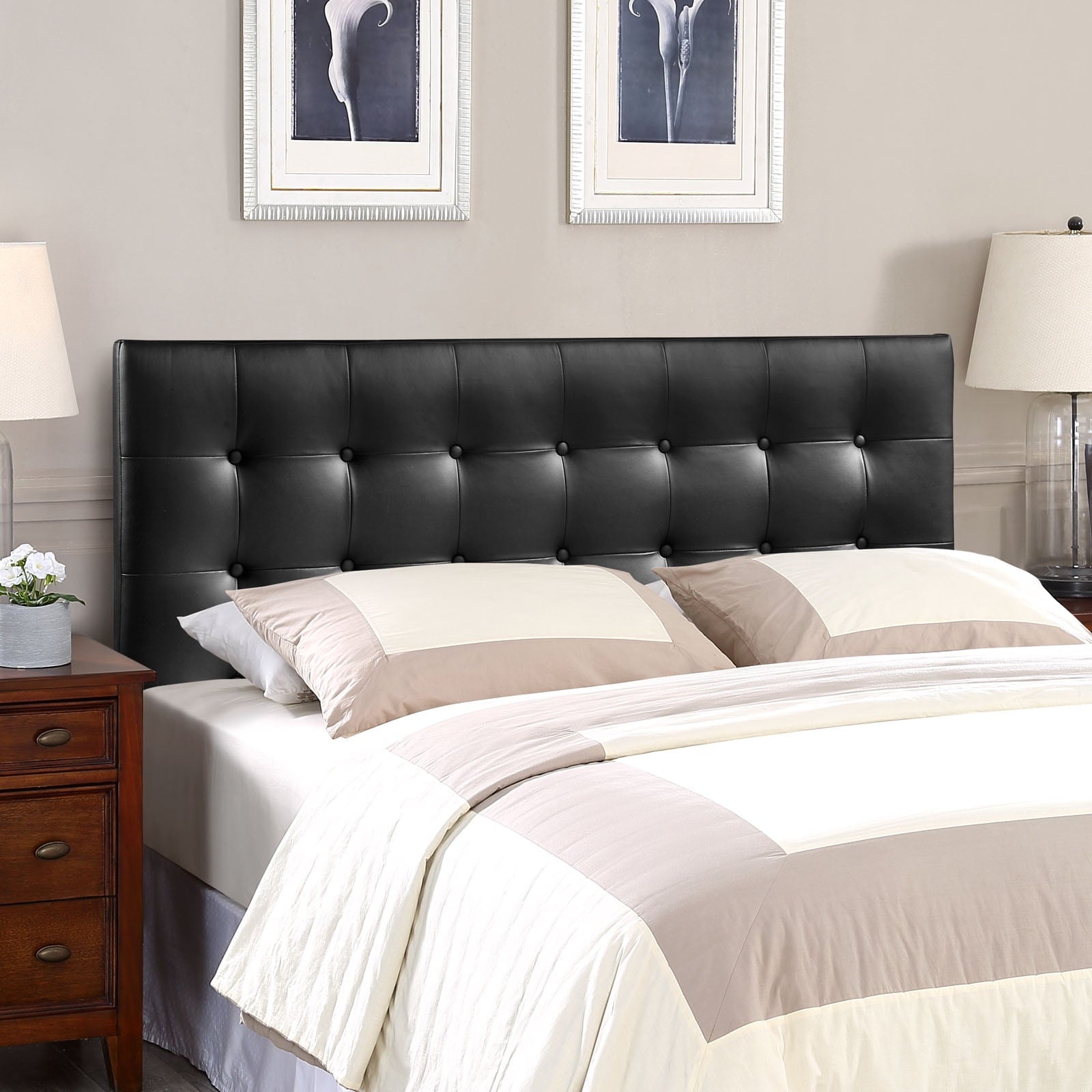 Modway Emily King Upholstered Vinyl Headboard in Black