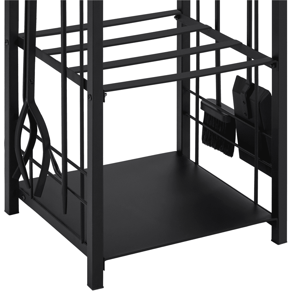 Yaheetech 2 Tiers Firewood Rack with 4 Tools Sets,Black