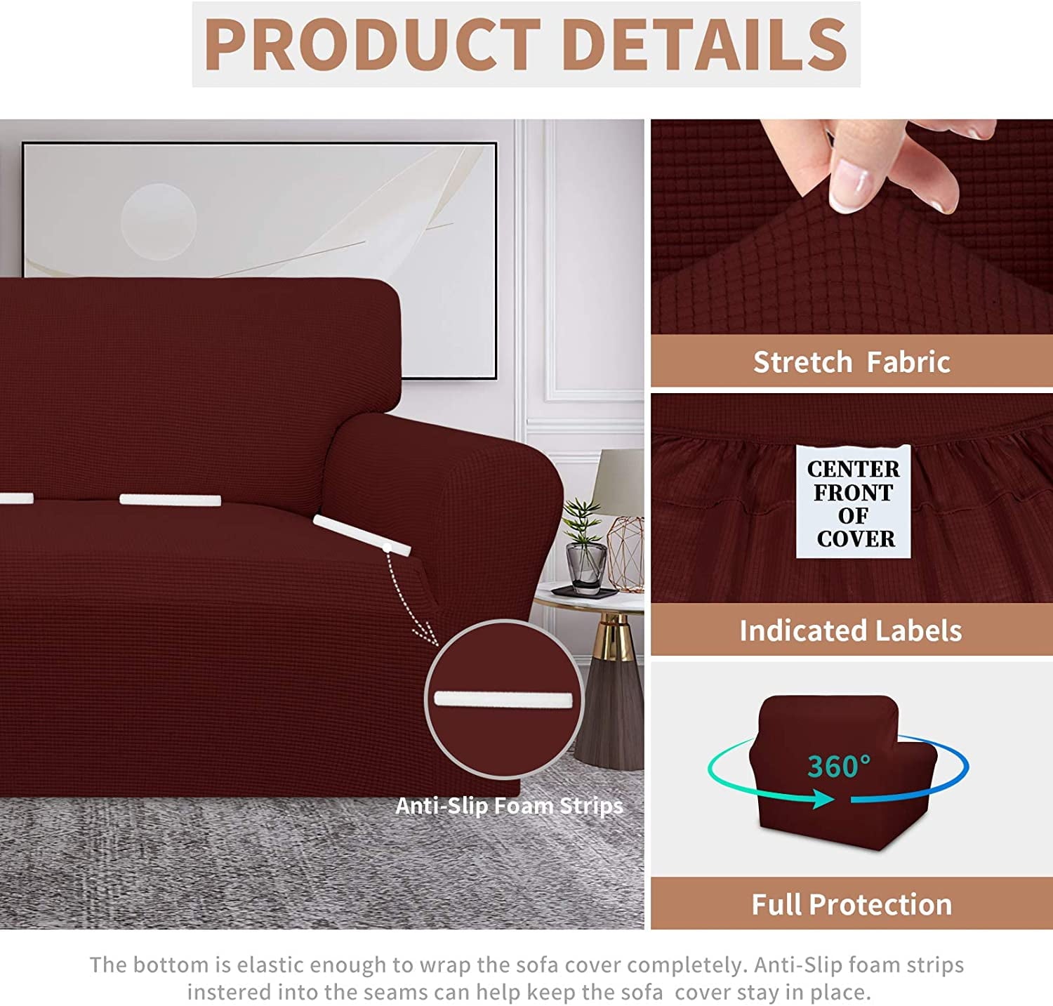 Easy-Going 100% Waterproof Chair Couch Cover,Chair, Wine