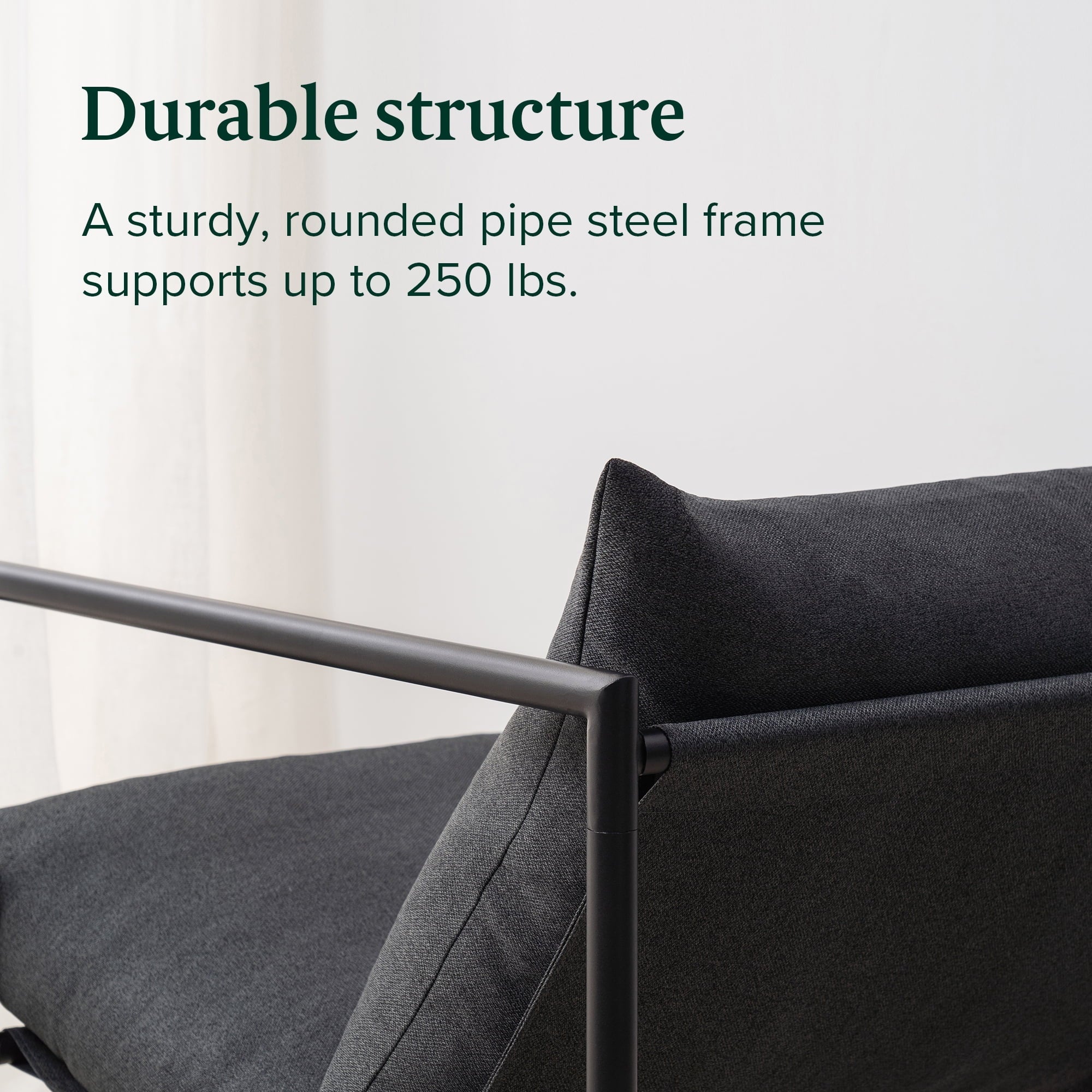 Zinus Aidan Metal Framed Sling Accent Chair, Dark Grey