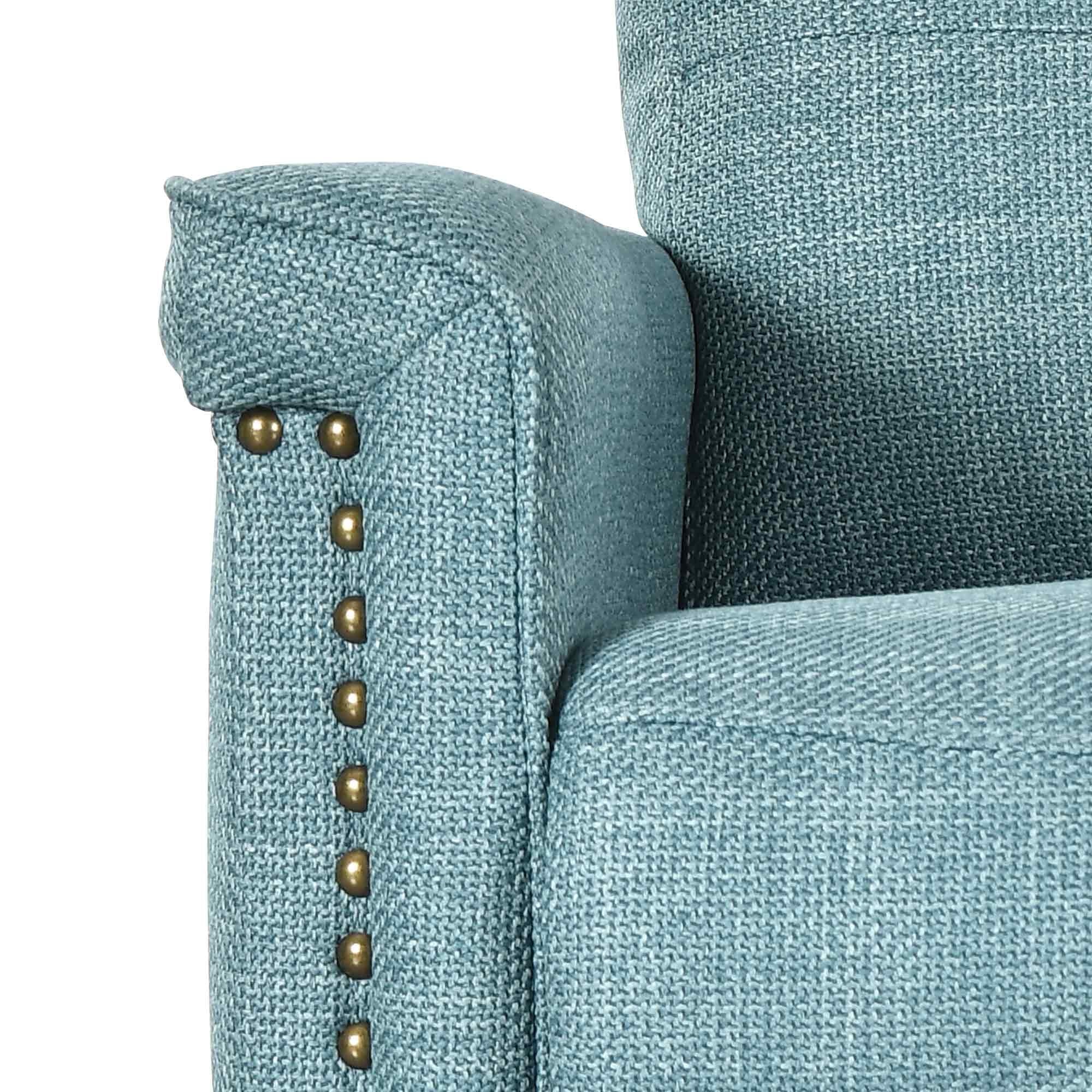 Dextrus Upholstered Recliner Chair Single Sofa Adjustable Home Theater Seating w Studded, Blue A