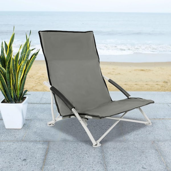 Gray Folding Lightweight Beach Camping Chair with Carry Bag