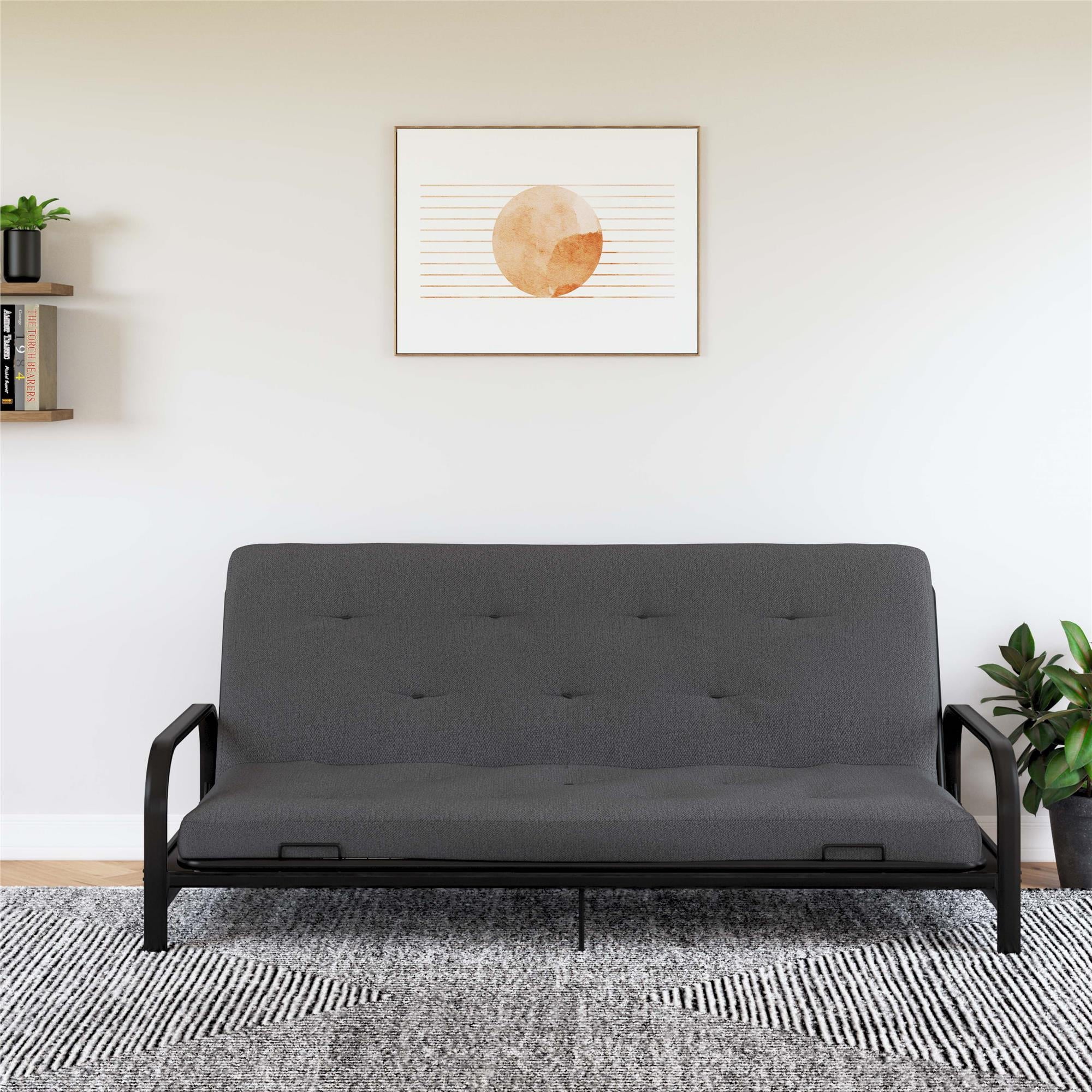 RealRooms Cozey 6-Inch Bonnell Coil Futon Mattress, Microfiber, Full, Dark Gray