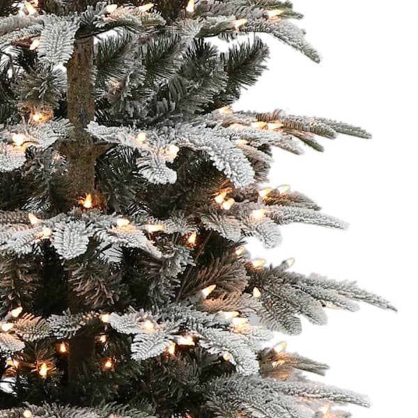 7.5 ft. Pre-Lit Incandescent Aspen Green Fir Flocked Artificial Christmas Tree with 700 UL Clear Lights