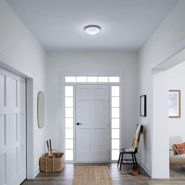 Ceiling Space 11.5 in. 1-Light Brushed Nickel Integrated LED Traditional Hallway Flush Mount Ceiling Light