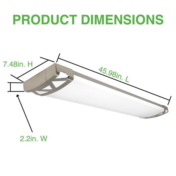 4 ft. Brushed Nickel Triangle End Caps 5250 Lumens Integrated LED Wraparound Light Adjustable CCT Night Light Feature