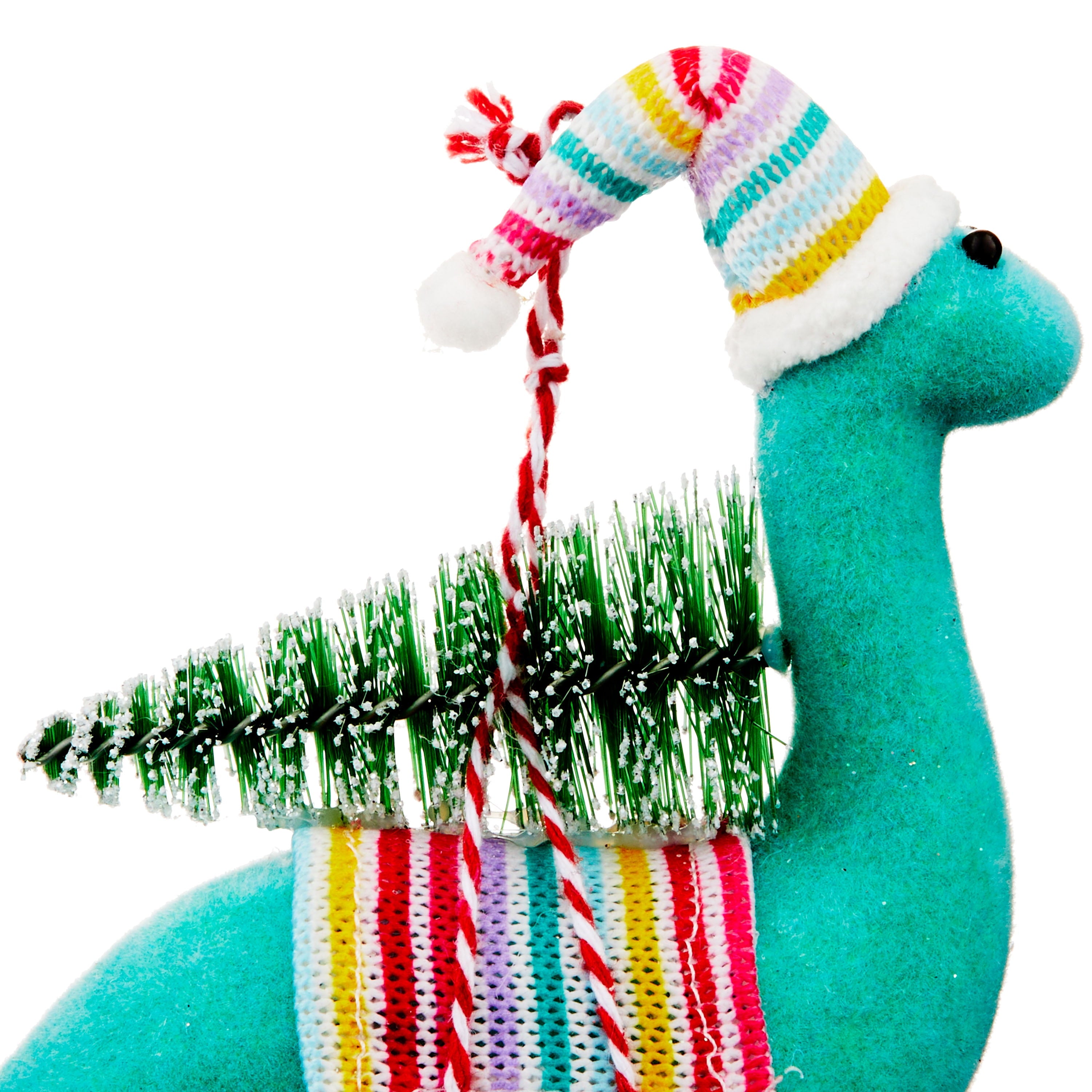 Whimsy Polyester Cute Blue Dinosaur with Brush Tree Christmas Ornament 1pc, by Holiday Time