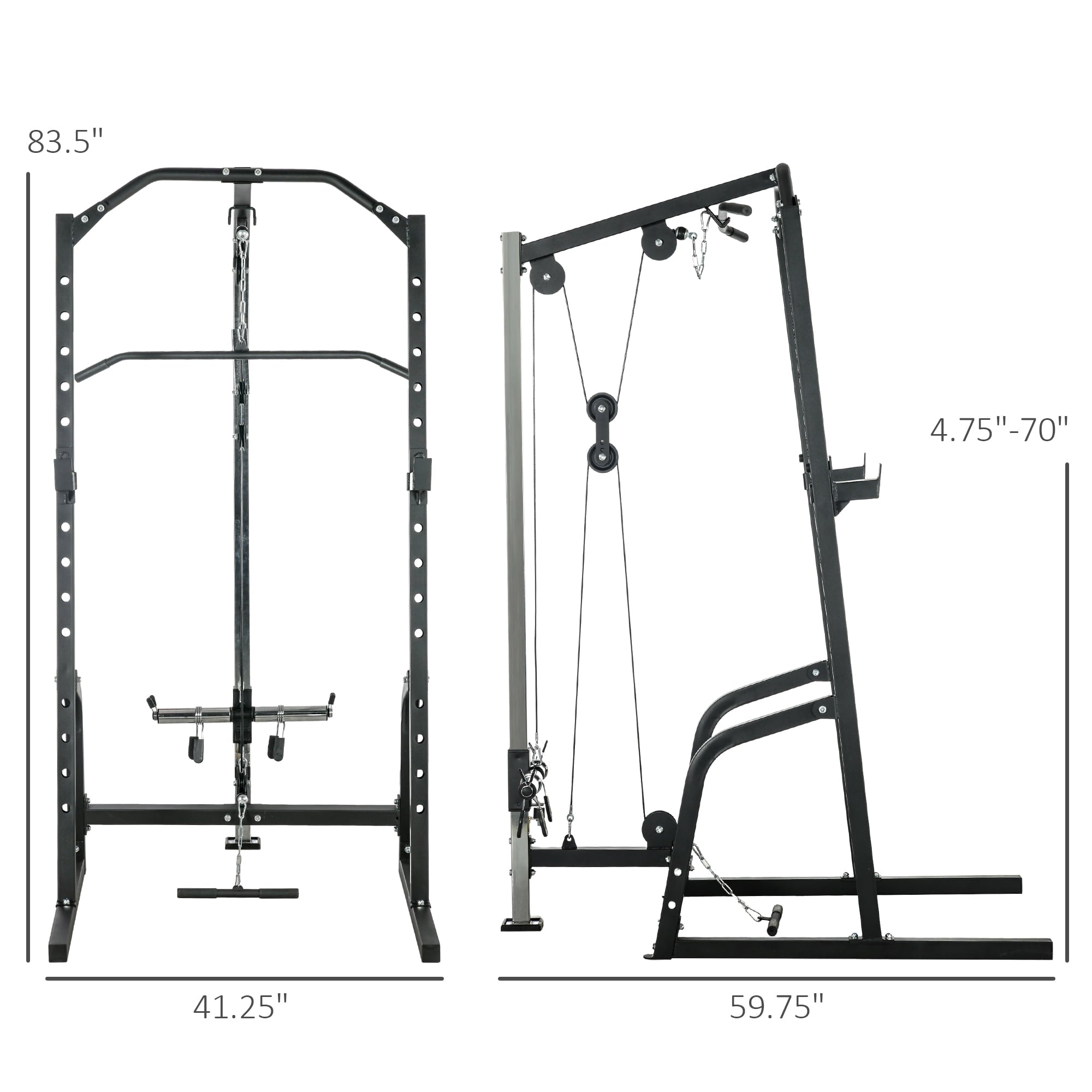 Soozier Power Cage with Pulley System, Squat Rack, Pull up / Push up Stand
