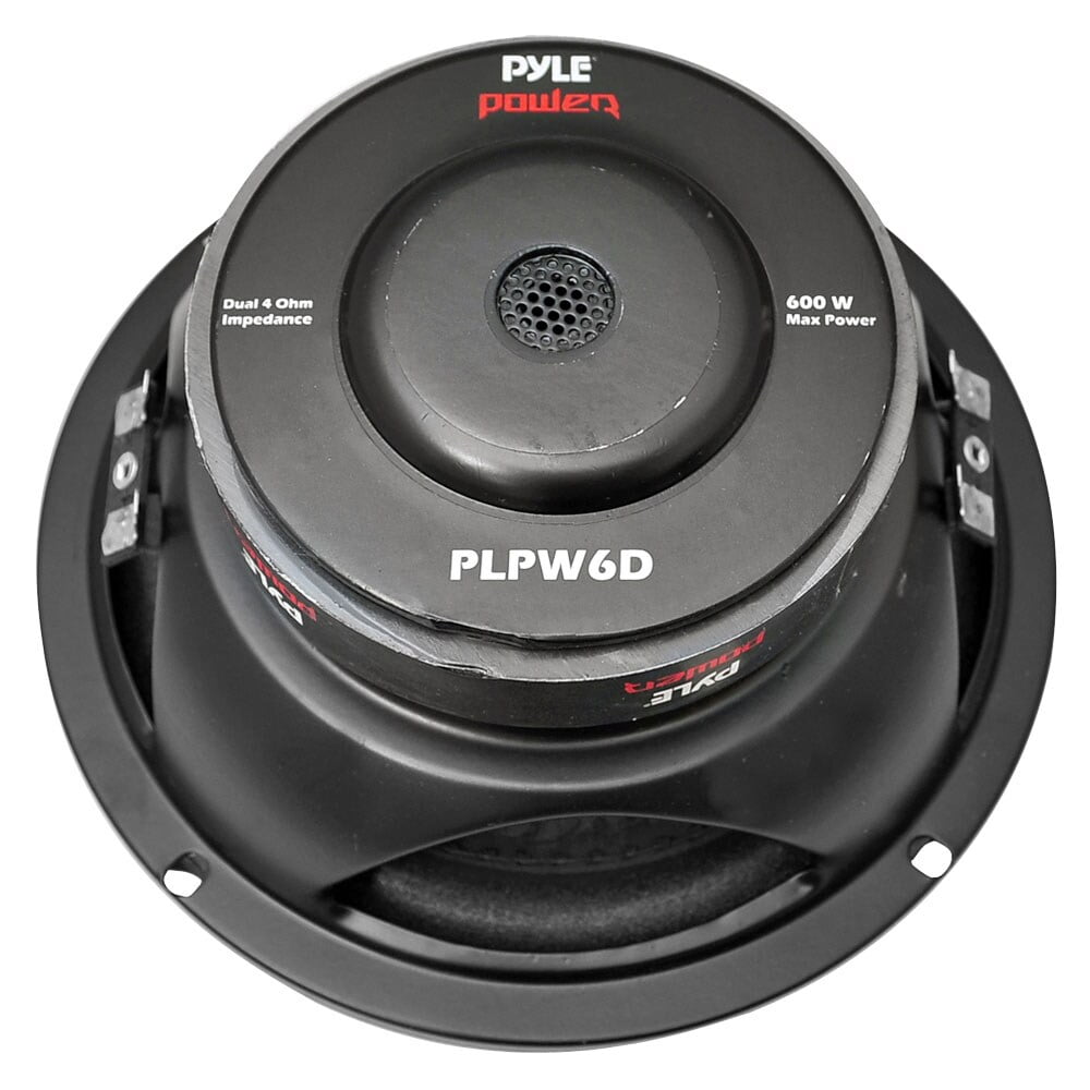 Pyle PLPW6D 6In 600W Dual 4 Ohm Car Audio Stereo Speaker Subwoofer, Black