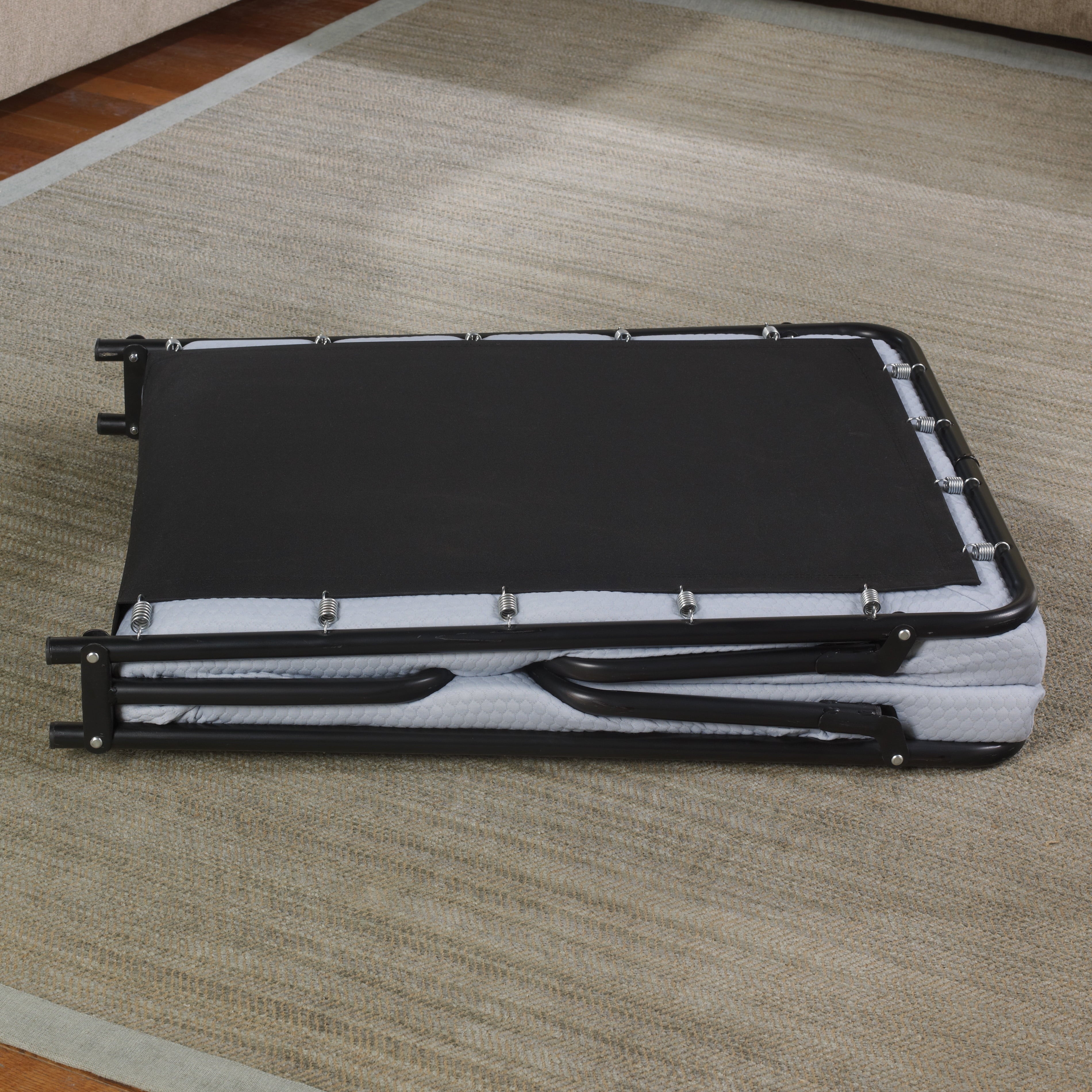 Simmons Beautysleep Folding Guest Bed with Springs and Memory Foam Mattress, Single