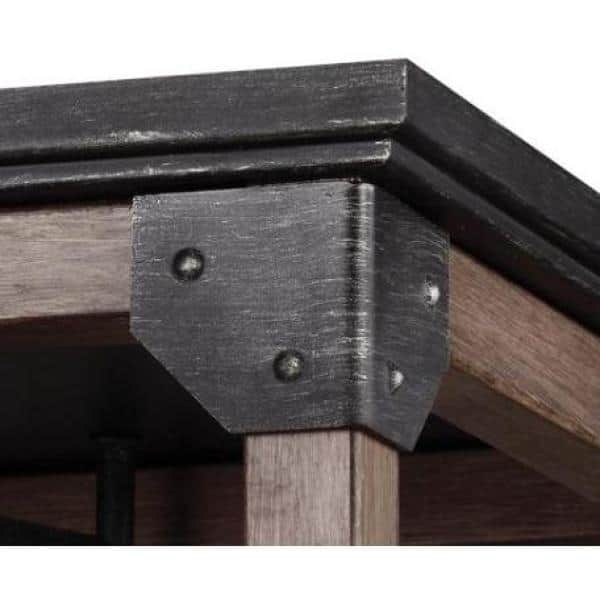 Dunning 13.5 in. W. 2-Light Weathered Gray and Distressed Oak Flush Mount