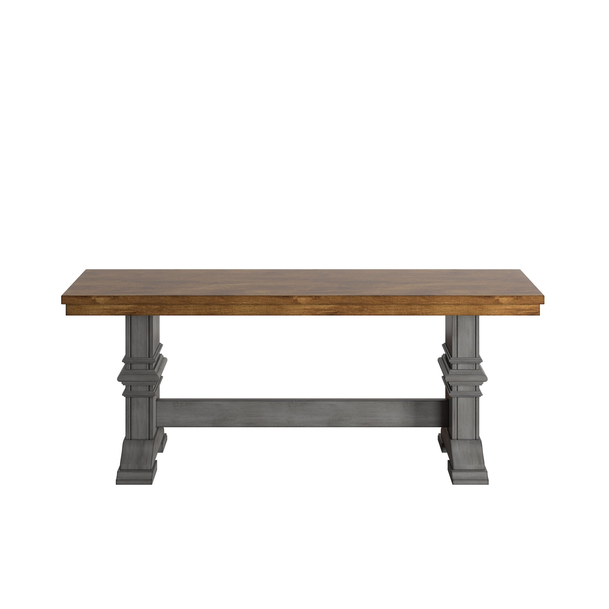 Weston Home Farmhouse Wood Dining Bench with Trestle Leg, Antique Grey