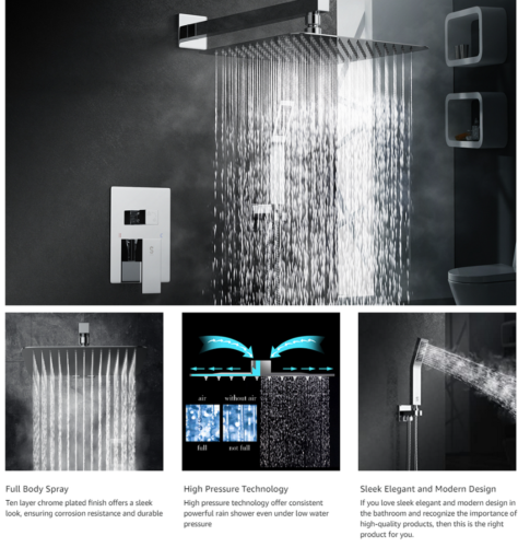 Shower Faucet Set, Rainfall Shower System with High Pressure Handheld Sho