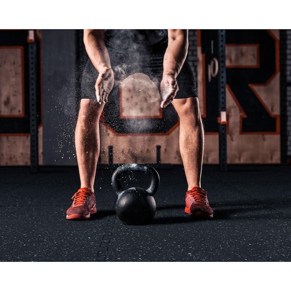 Black with Blue White Flecks 20.5 in. x 20.5 in. x 0.47 in. Rubber-Tec Reversible Gym Flooring (12 sq. ft.) (4-Pack)