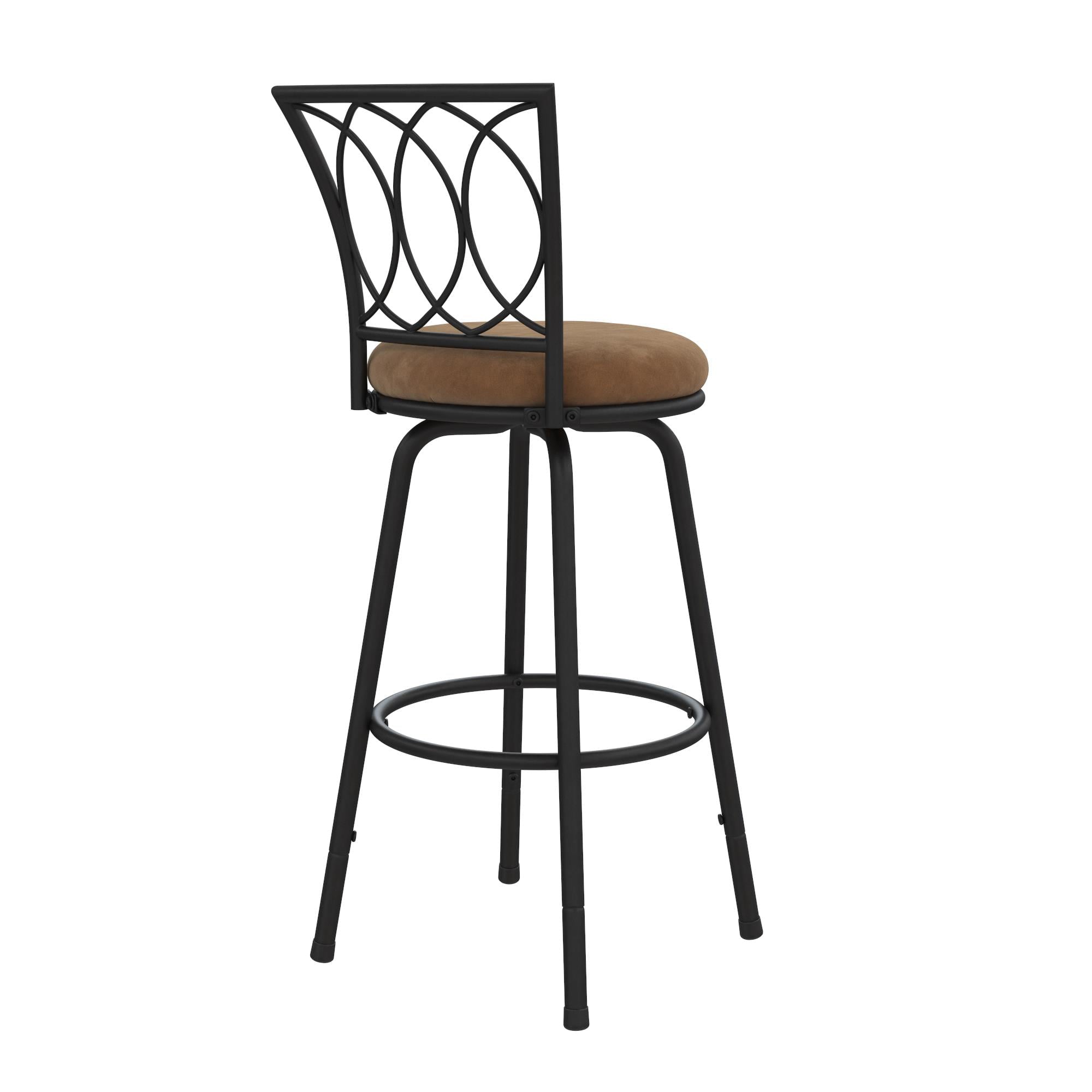DHP Arcadio Adjustable Swivel Barstool, Tan Microfiber, Set of 3