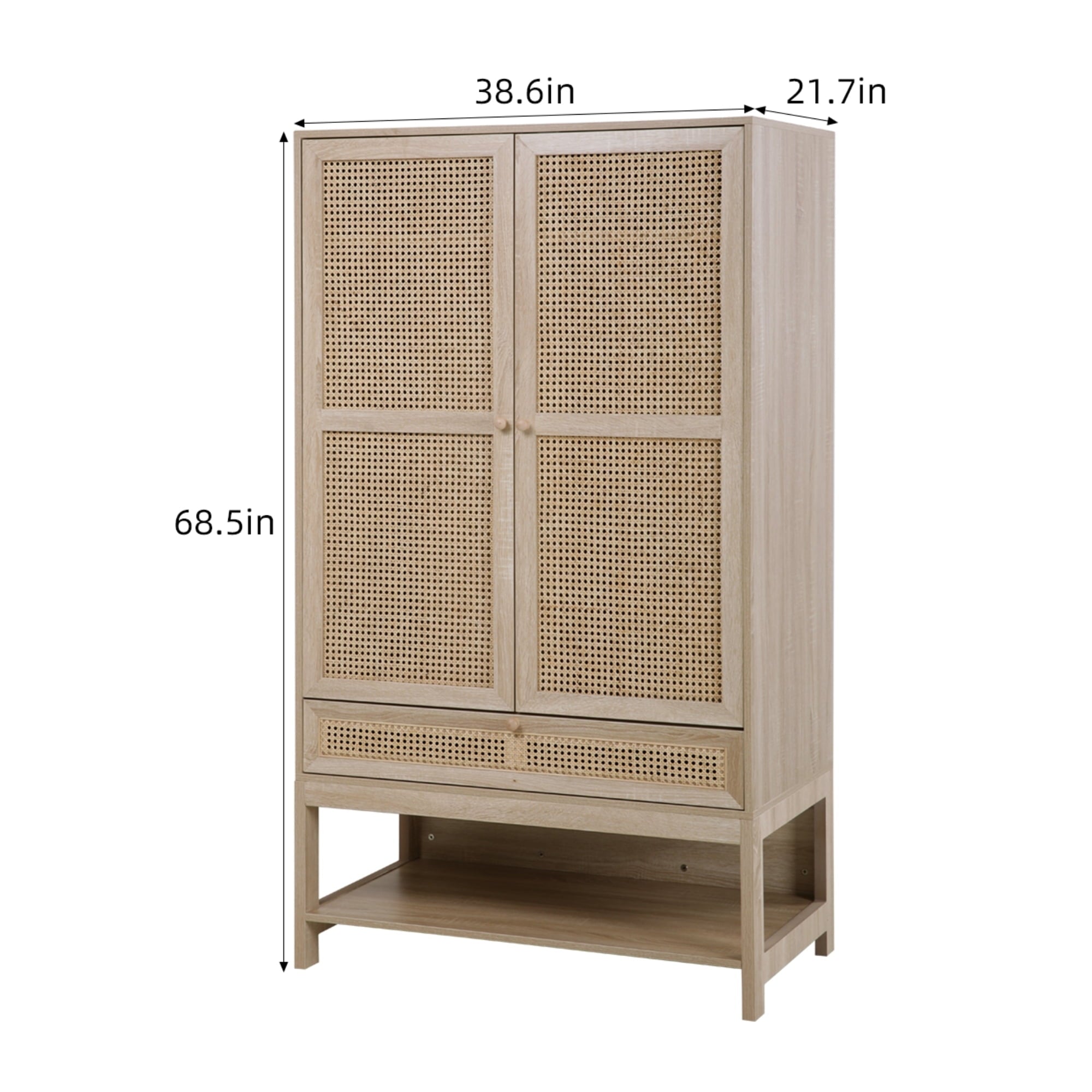 Loft Lyfe Joella Natural Rattan Wardrobe Dresser