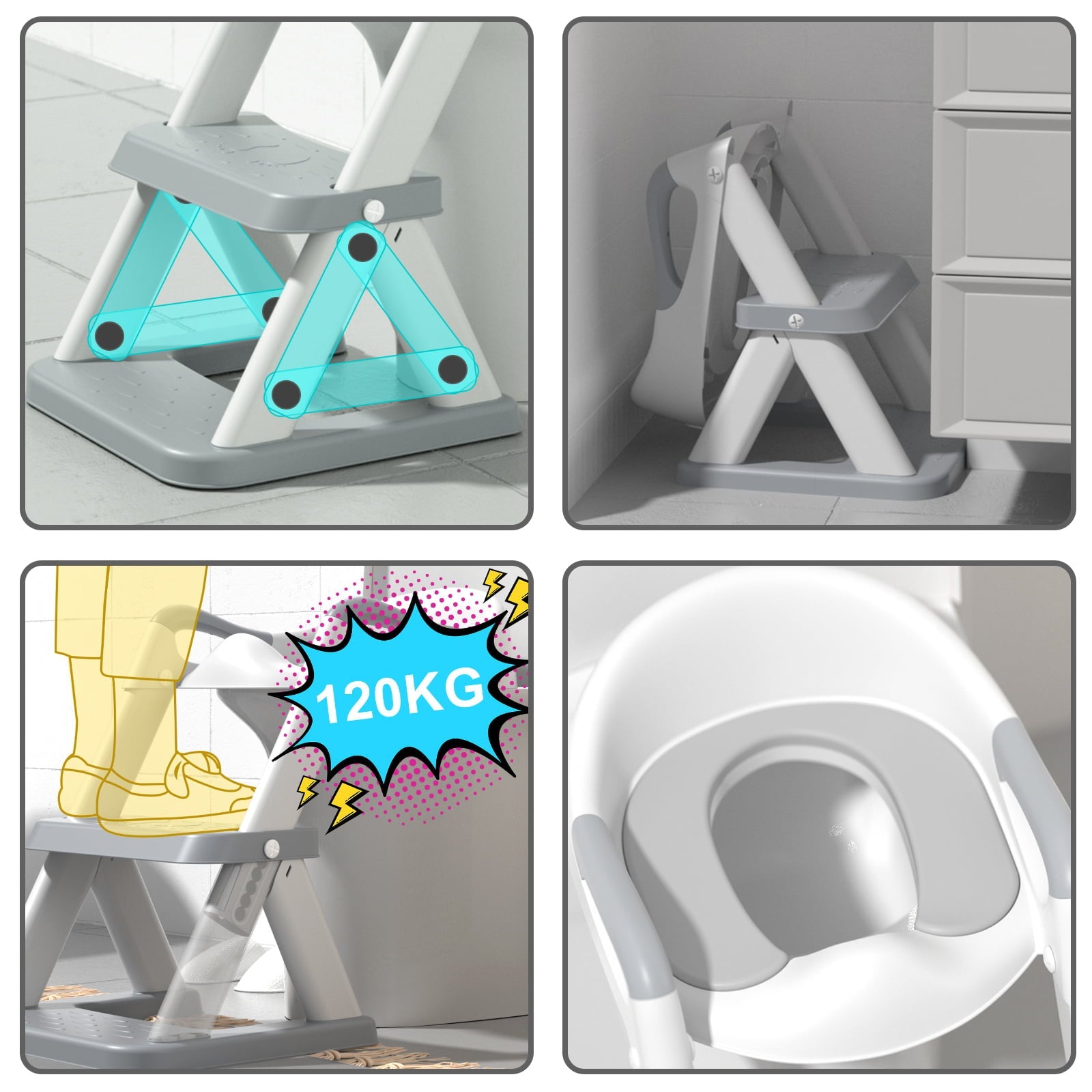 XJD Potty Training Toilet Seat for Toddlers,kids Folding Potty Seat with Ladders Steps Stools