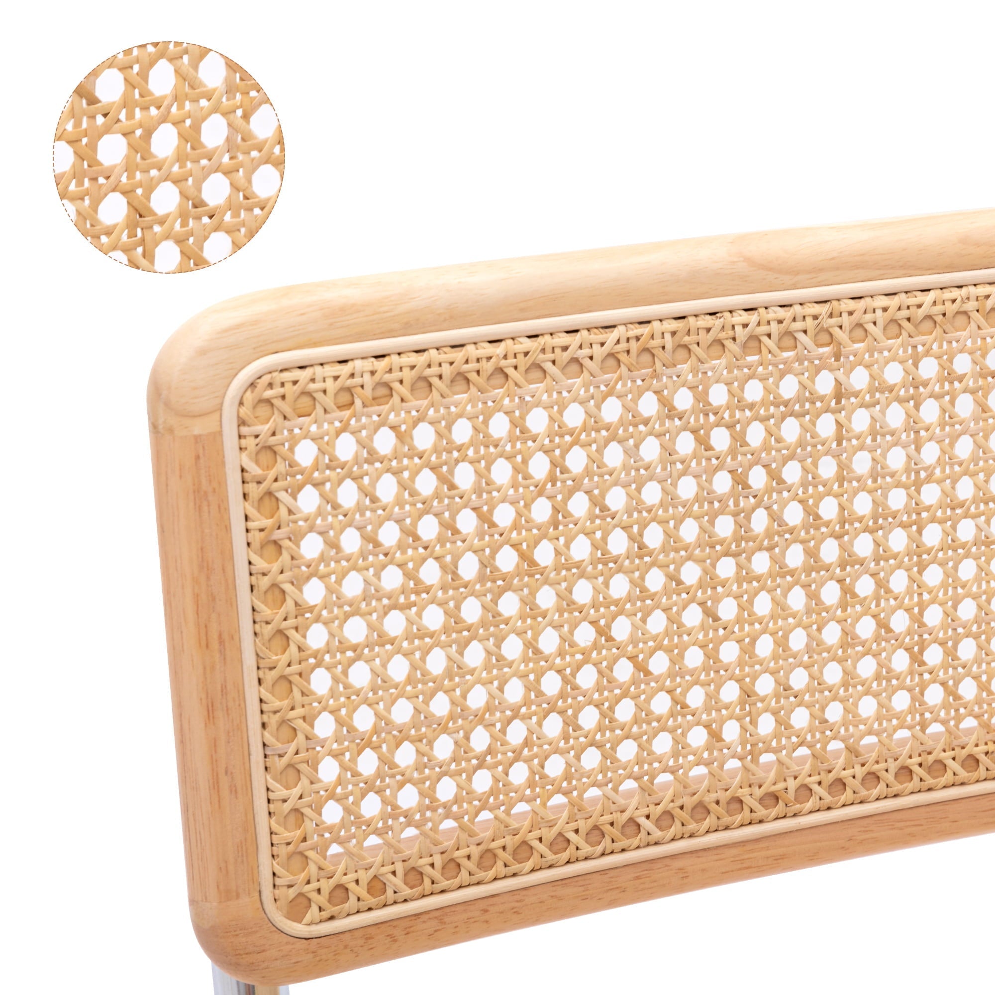 Zesthouse Rattan Dining Chairs Set of 2, Velvet Upholstered Side Chairs with Cane Back and Chrome Legs, Mid-Century Modern Dining Living Room Kitchen Chairs, Green