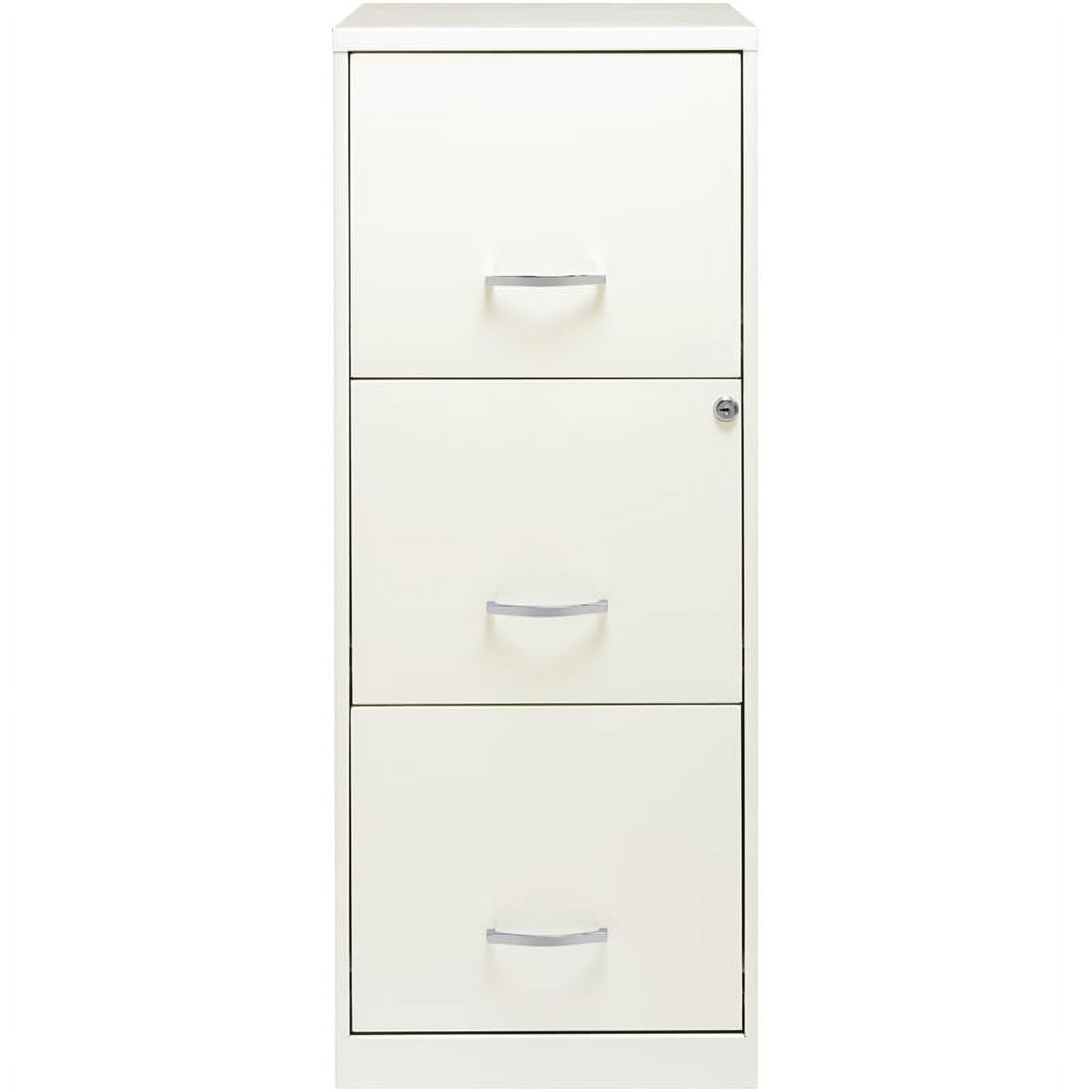 Pemberly Row 3 Drawer Vertical Metal File Cabinet with Lock Pearl White