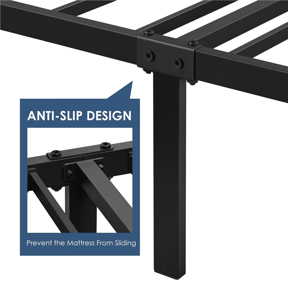 Topeakmart Rustic Metal Bed Frame Slatted Bed Base with Wooden Headboard and Footboard, Twin