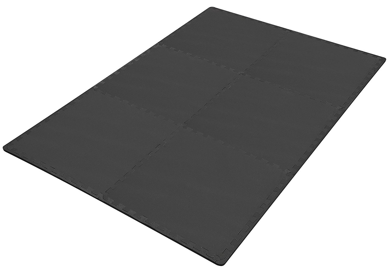 BalanceFrom 1/2 In. Thick Flooring Puzzle Exercise Mat with High Quality EVA Foam Interlocking Tiles, 6 Piece, 24 Sq Ft. Black
