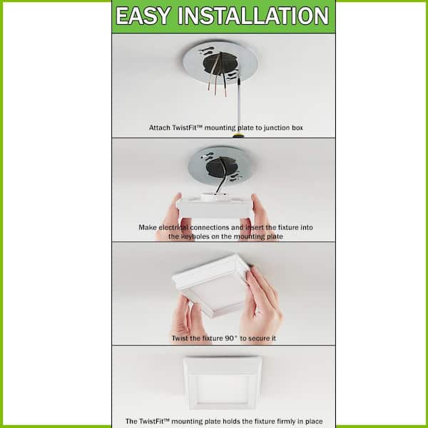 Low Profile 5 in. Matte Black Square LED Flush Mount with Night Light Feature J-box Compatible Dimmable (8-Pack)