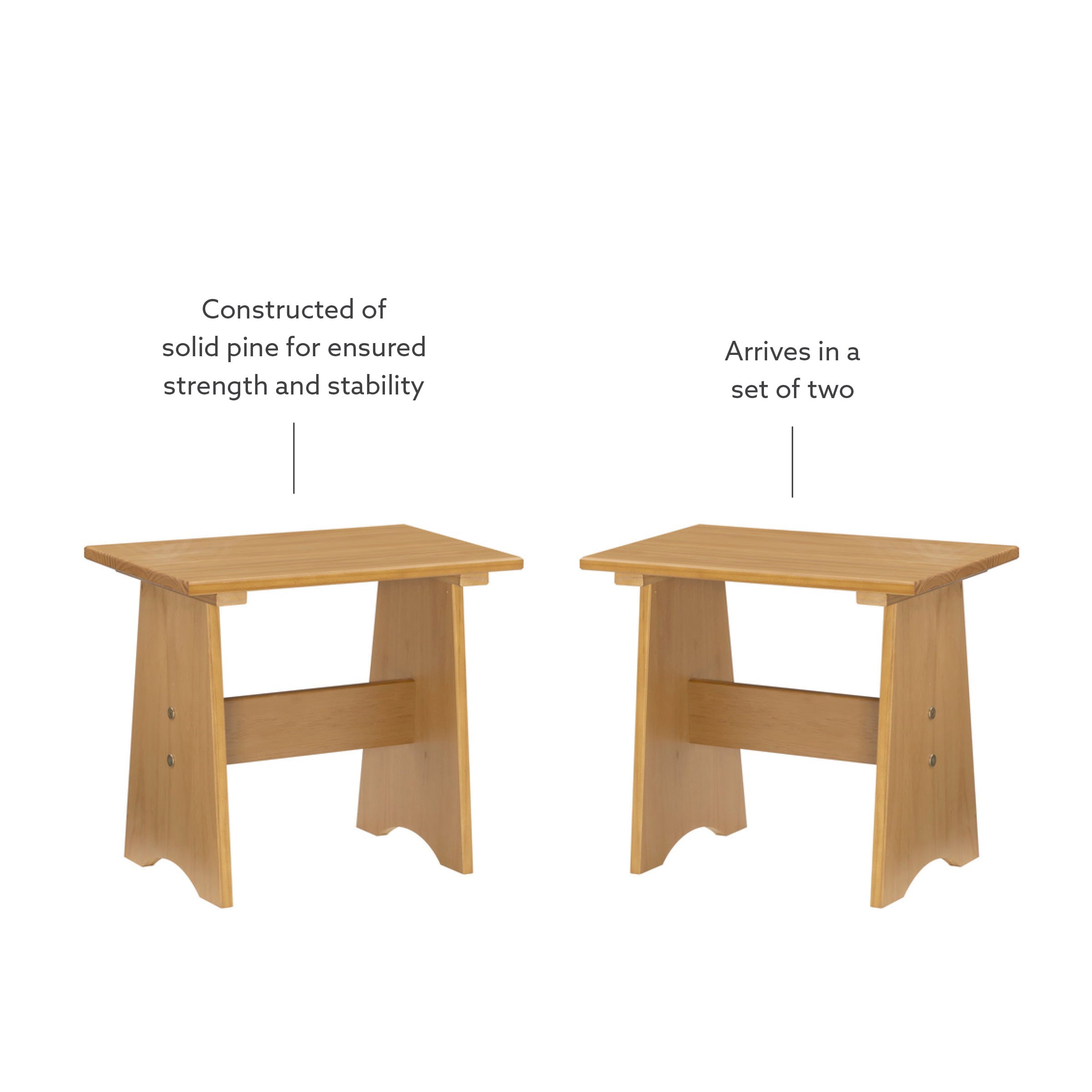 Linon Kasey Backless Dining Bench, Set of 2, Honey