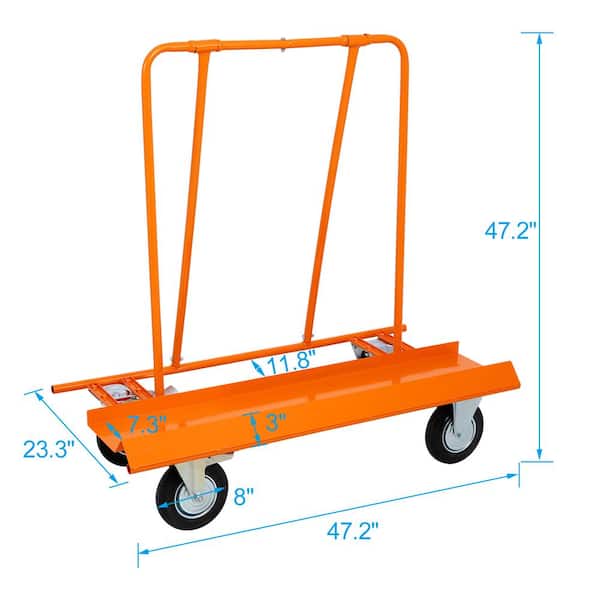 Orange Heavy-Duty Drywall Cart Panel Dolly with 1800 lbs. Load Capacity