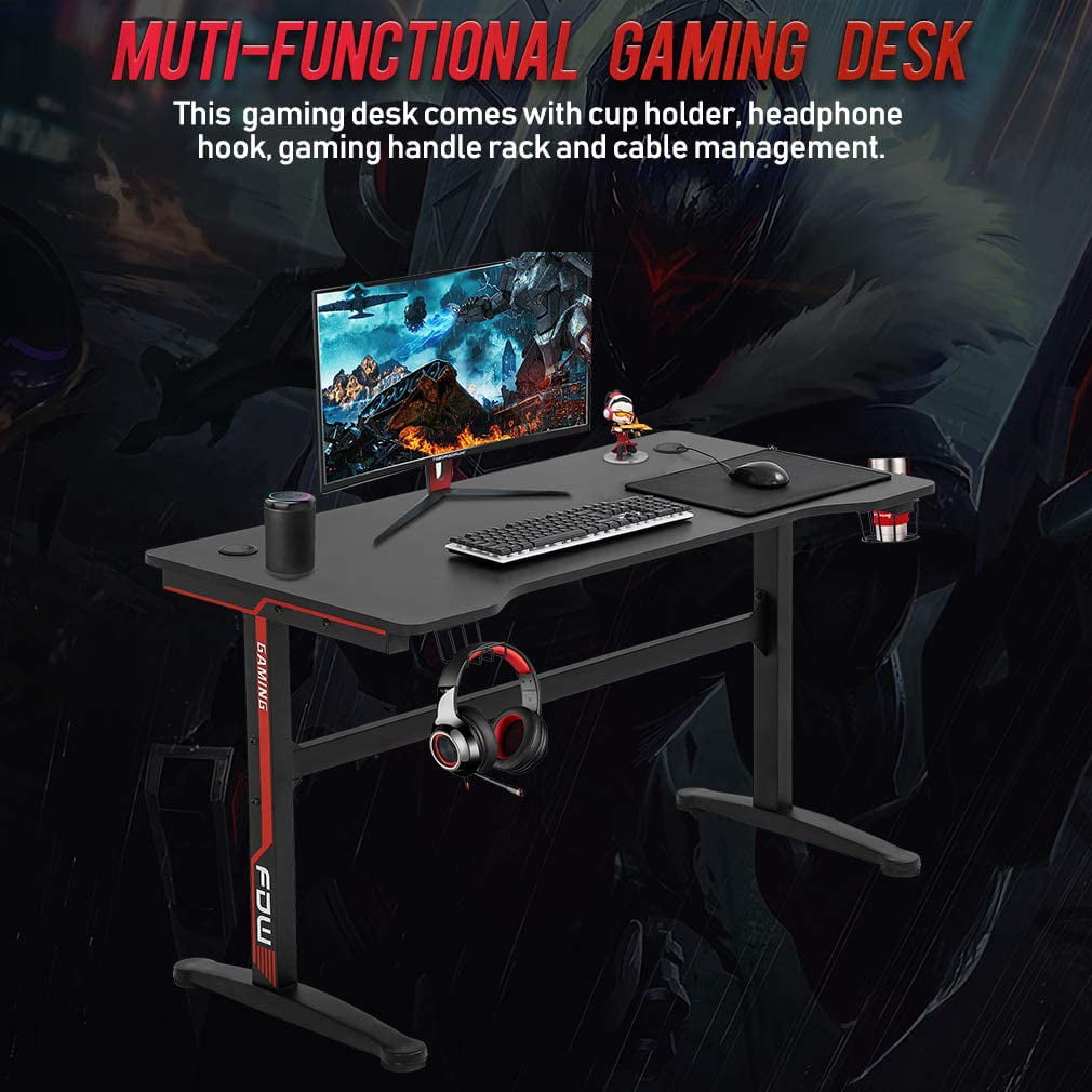BestOffice Gaming Desk Computer Desk Home Office Desk with Cup Holder Headphone Hook